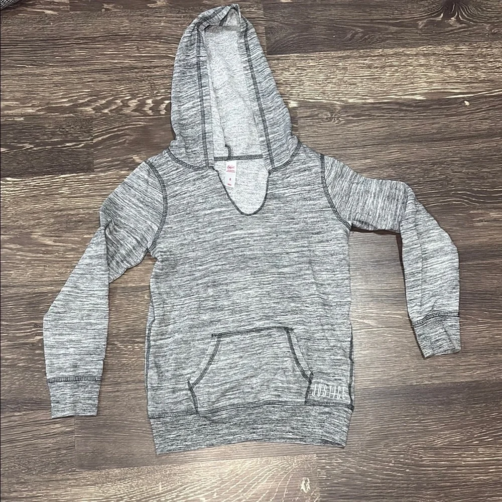 Girls Justice brand gray hooded sweatshirt size 8